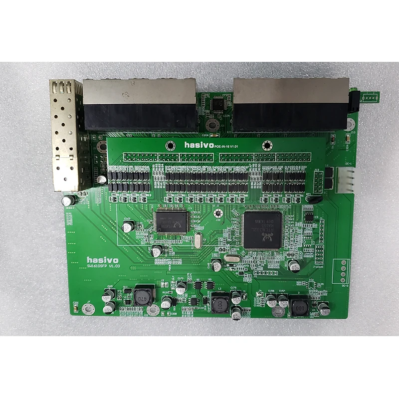 Conmutador PoE inverso, 16x50 M/100M, Puerto PoE y 2SFP, Gigabit, Ethernet, placa base PCB