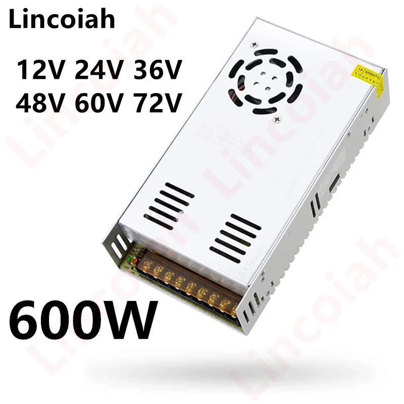 Fuente de alimentación conmutada para impresora 3D, adaptador para tira de luz LED, CA 100-240V, cc 12V, 24V, 36V, 48V, 60V, 600W, 10A, 12,5a, 13,8a, 25A, 50A