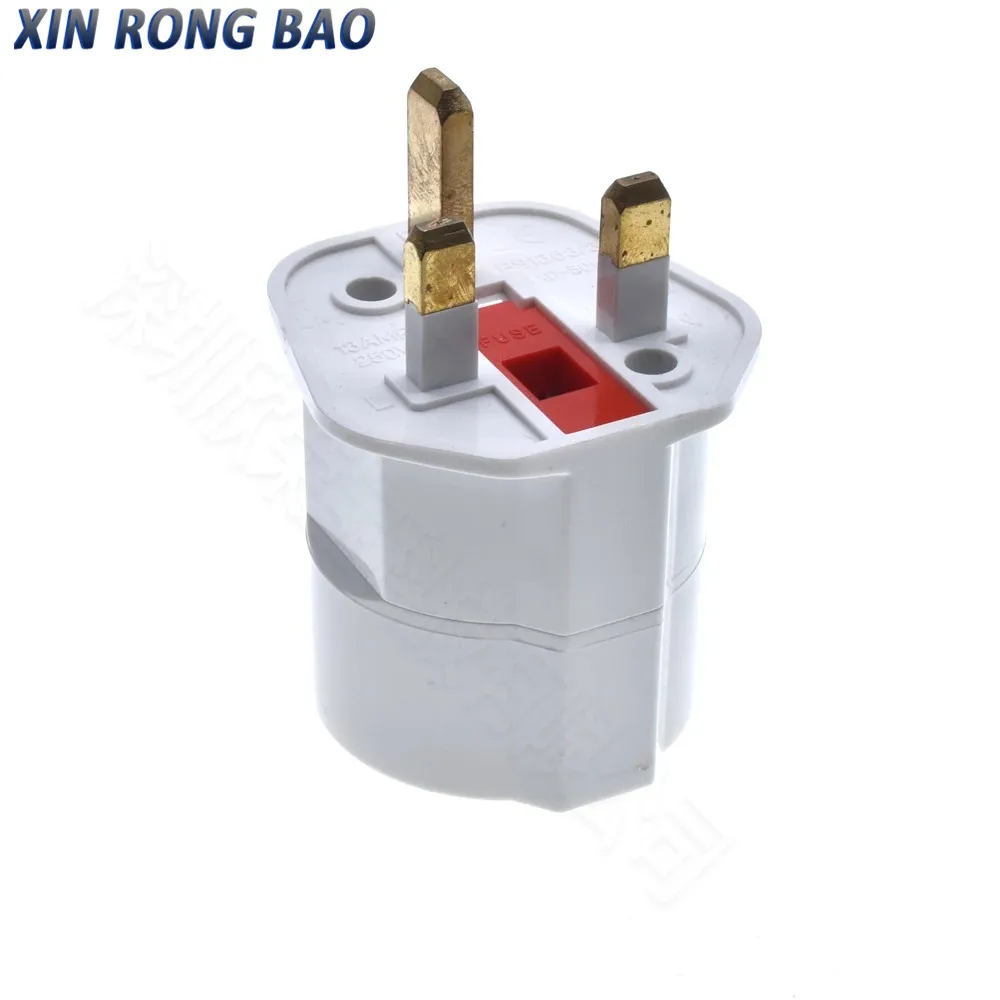 Nueva superficie blanca y negra Alemania/Francia/Rusia a Reino Unido de 3 pines con enchufe adaptador de viaje de enchufe fundido de 13A 250V enchufe tipo Reino Unido XD-501-E - imagen 4
