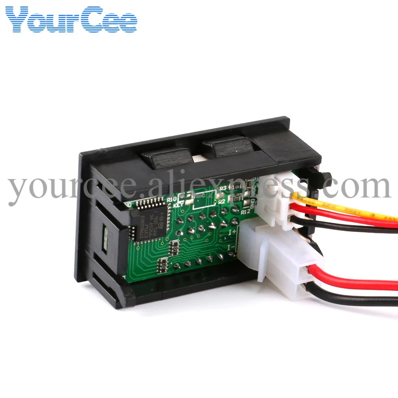 Rojo 0,28 "pantalla LED Dual 4 bits 0,28 pulgadas amperímetro Digital voltímetro medidor de corriente de voltaje de coche DC 0-100V/1A/3A 5 cables - imagen 4