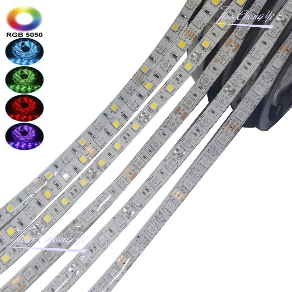 Tira de LED 5050 60 LEDs/m iluminación Flexible para decoración del hogar cinta LED RGB RGBW RGB CCT Blanco/blanco cálido/azul/verde/rojo 5m/rollo 12V