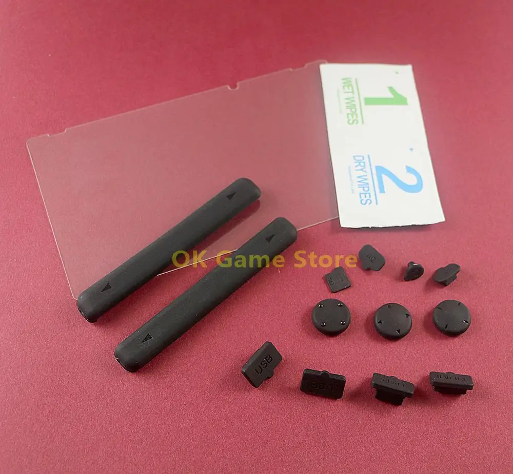 1 juego/lote para NS Switch juegos de tapones antipolvo de silicona y Protector de pantalla de vidrio templado película protectora de acero para consola Switch NS NX - imagen 2