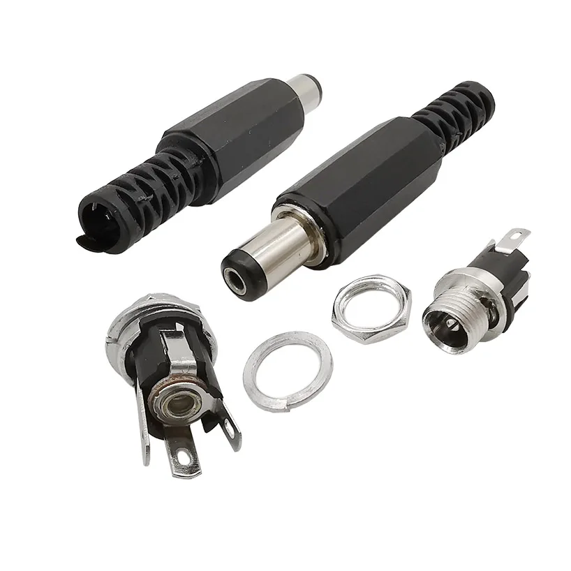Conectores de CC de 5,5x2,1mm, conector macho y hembra, tuerca de enchufe, adaptador de corriente de CC de 2,1x5,5 DC-022, 5/10 piezas, DC-022B - imagen 3