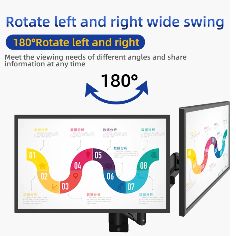 HILLPORT 10"-32" Soporte Monitor Wall Mount Screen Aluminum PC Good Gas Spring Air Press Arm Stand TV Wall Bracket Holder W3 - imagen 4