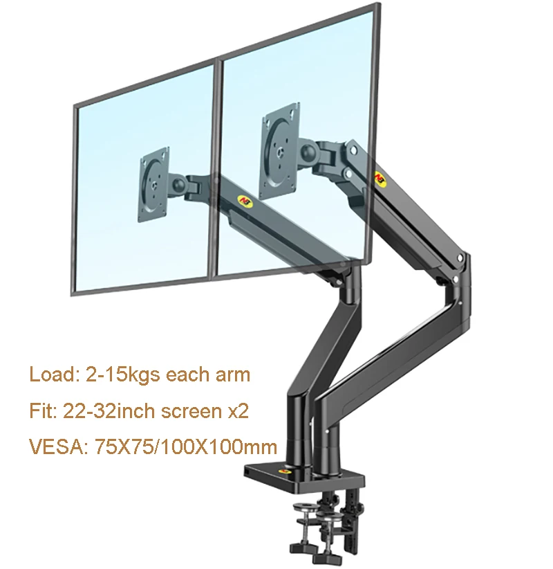 Soporte de Monitor NB G32 de aleación de aluminio, montaje de Monitor LED LCD Dual de 22 "-32", brazo de resorte de Gas, soporte de Monitor de movimiento completo, carga de 3-15 kg cada uno - imagen 3
