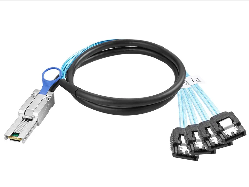 Mini SAS SFF-8088 a 4 SATA Cable de 7 pines con pestillo externo SFF8088 26 pines a 4 SATA divisor de disco duro convertidor de plano posterior - imagen 5