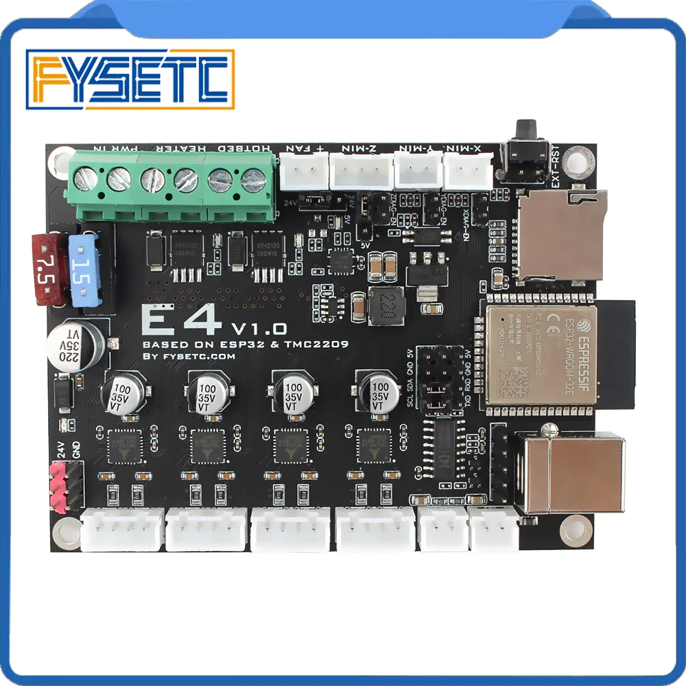 FYSETC-Placa de Control E4 para impresora 3D, dispositivo con WiFi integrado y Bluetooth, 4 piezas, TMC2209, 240MHz, 16M, Flash