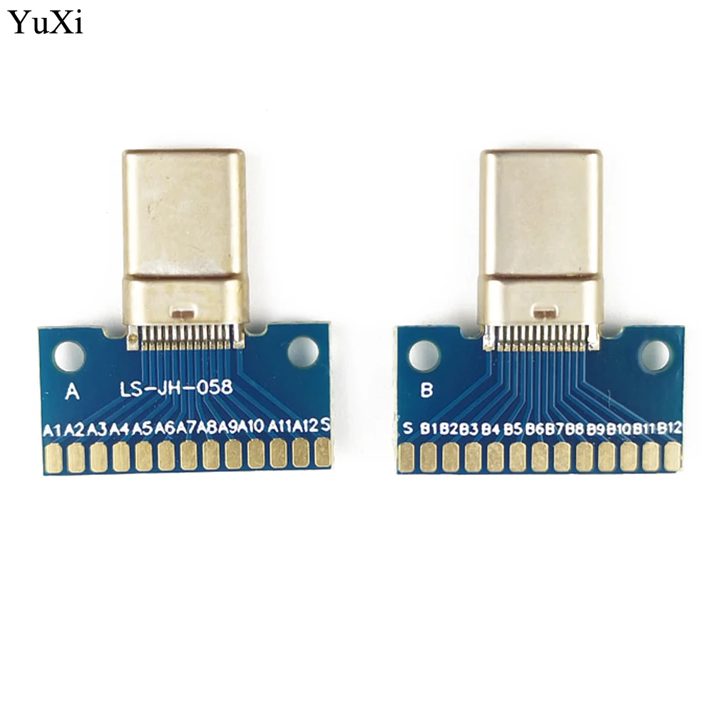 YuXi 1pcs USB 3.1 Type C Connector 24+2P female / Male Plug Receptacle Adapter to Solder Wire & Cable 24P+2P PCB Board - imagen 3