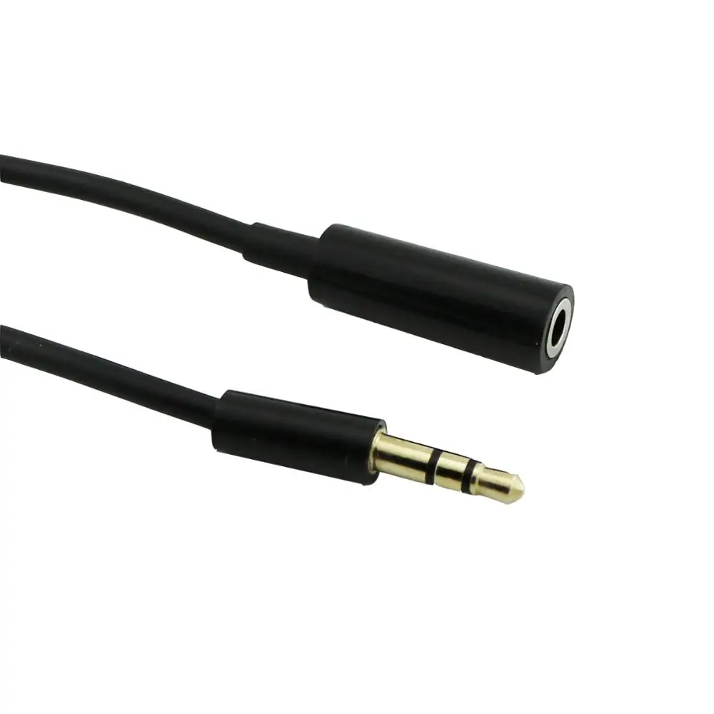 1 unidad 3,5mm 1/8 "3 polos TRS estéreo macho a 3,5mm 3 polos hembra Jack M/F adaptador de extensión Cable de Audio corto 15cm negro - imagen 3