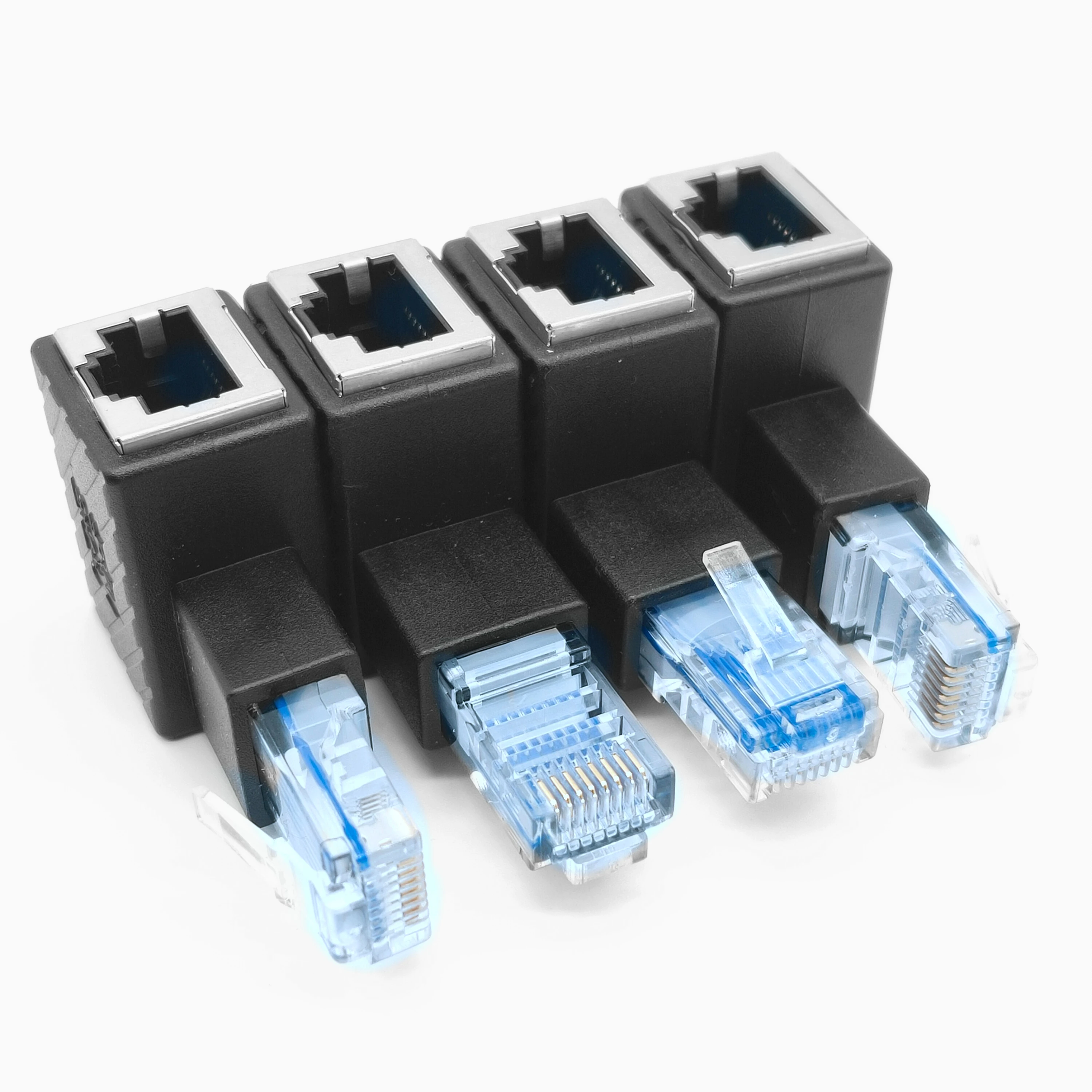 Adaptador de extensión de red Ethernet, multiángulo, 90 grados, RJ45, arriba, abajo, derecha, izquierda, 8P8C, FTP, STP, UTP, Cat 5e, 1 ud.