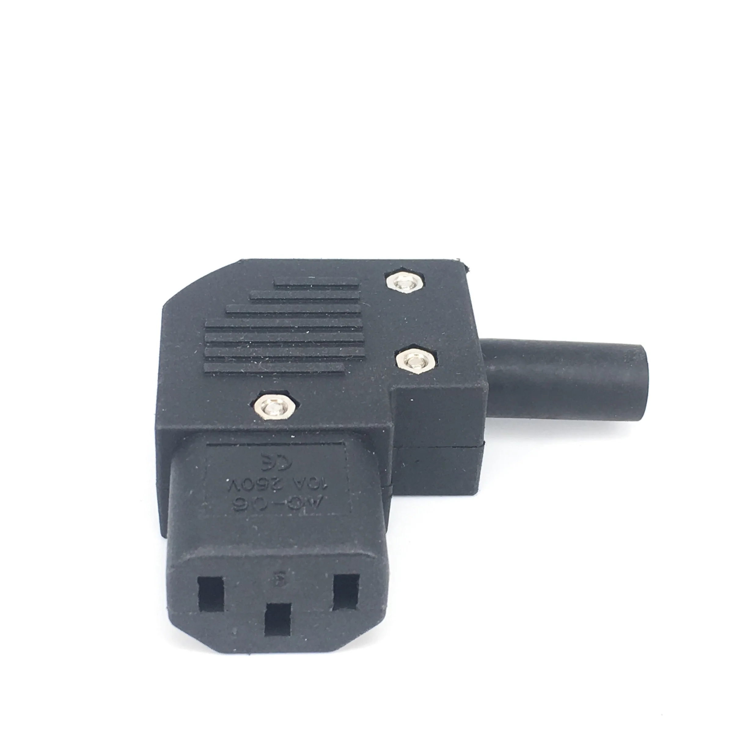Conector de montaje de cable de alimentación IEC 320 C13, adaptador de CA hembra C13 en ángulo de 90 grados, 10A, 250V, macho IEC 320 C14 - imagen 2