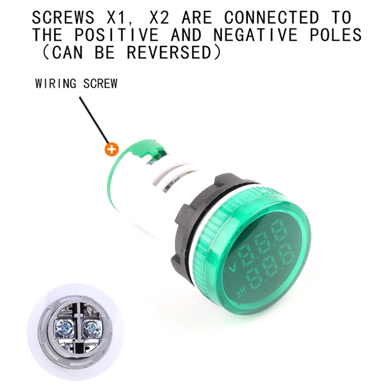 Voltímetro Digital cuadrado redondo de 22mm CA 20-500V, probador de voltaje, Monitor, indicador LED de potencia, lámpara piloto, equipo de luz - imagen 4