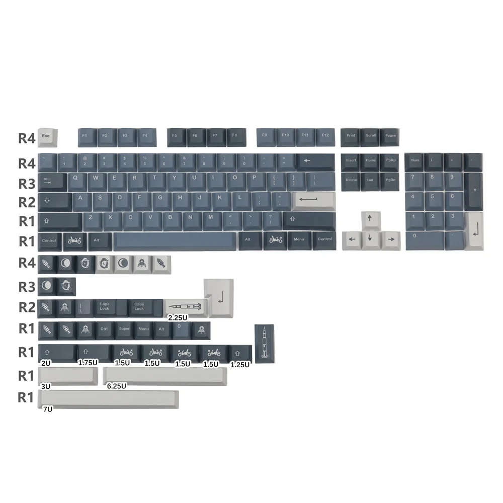 Teclas PBT de 140 teclas GMK Apollo, Moonfall, perfil de cereza, subcama de tinte personalizada para teclado mecánico Cherry MX Switch - imagen 2