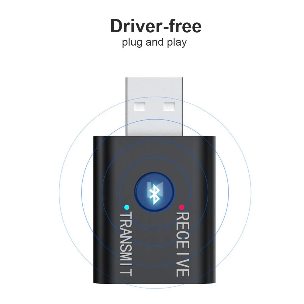 Mini transmisor inalámbrico USB AUX para coche, Compatible con Bluetooth 5,0, receptor, Audio, música, adaptador inalámbrico para TV, PC y coche