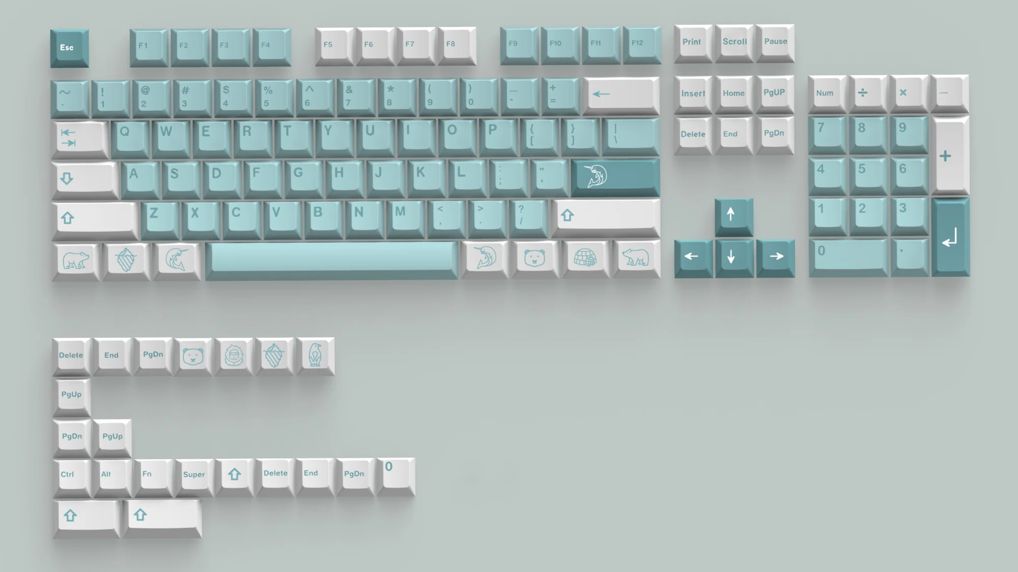 Juego de teclas Iceberg Darling para teclado mecánico, teclas de sublimación de tinte PBT para interruptor MX, perfil Cherry, 1 Juego