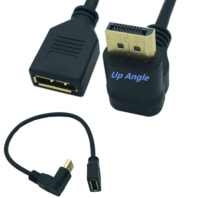 90 Degree UP  Down Elbow DP Line Male to Female 4K Patch Cord 1.2 HD Displayport Extension Cord 0.3m - imagen 3