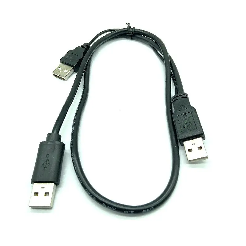 Negro 70 cm 0,7 m 2 pies USB2.0 USB 2,0 tres A tipo 3A macho HDD Cable de alimentación de datos Y para disco duro móvil HDD