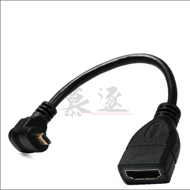 Conector adaptador en ángulo arriba abajo derecho izquierdo Micro HDMI compatible con HDMI macho a hembra de 10cm para ángulo de cable micro hd HDTV