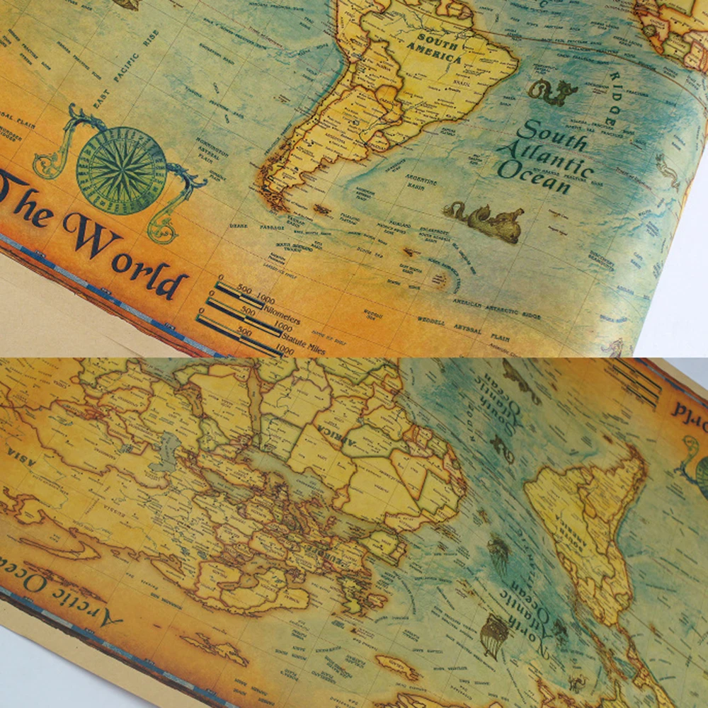 New 100 * 50 cm Ocean Ocean World vintage Art Paper Painting Home Decoration sticker living room poster cafe Ancient poster - imagen 4