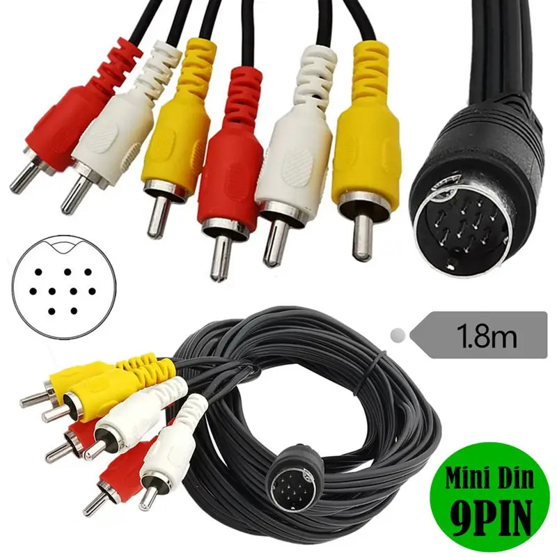 Mini Cable de Audio y Video para decodificador, equipo de monitoreo, proyector de pantalla, 9 pines a 6 RCA - imagen 3