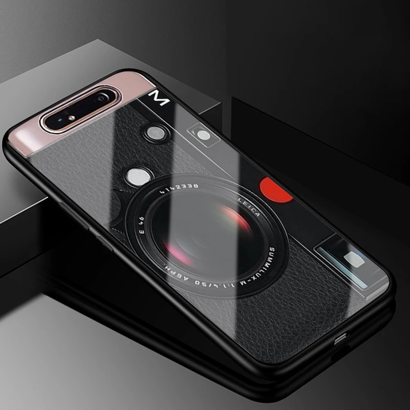 Funda de teléfono de vidrio duro para Samsung Galaxy A80, carcasa de TPU negra, parachoques para Samsung A80 Galaxy A80 A 80 2019, A805 - imagen 5