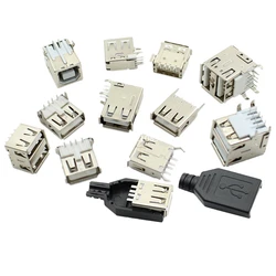 Conector USB Tipo A Hembra 90 grados - Montaje vertical para PCB