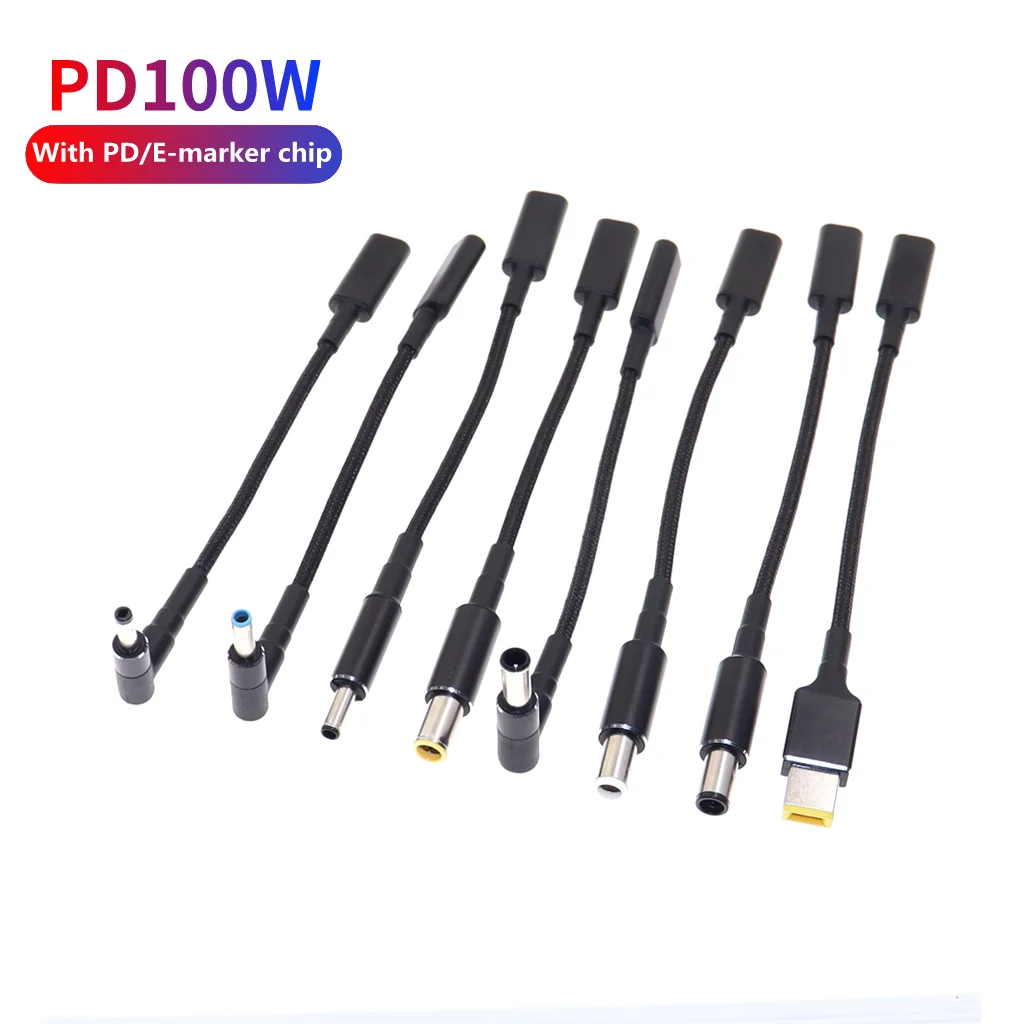 Adaptador de corriente Universal para ordenador portátil, conector de Cable de carga rápida USB tipo C hembra a cargador de portátil, convertidor de enchufe, 100W