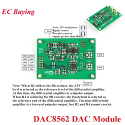 DAC8562 Módulo con salida única/bipolar, 16 bits, rango 2,7-5,5 V