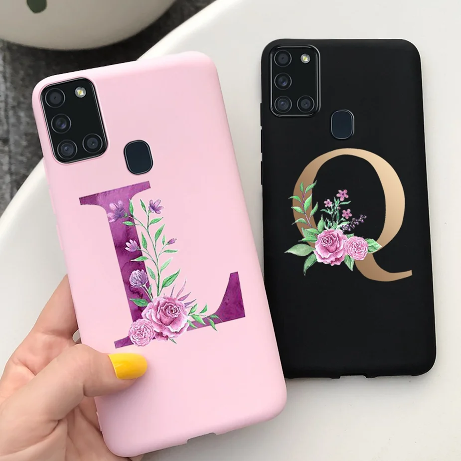 Funda de teléfono con letras A la moda para Samsung Galaxy A21s, funda de teléfono suave para Samsung A21s A217F, funda completa de 6,5 pulgadas SM-A217F A 21 s