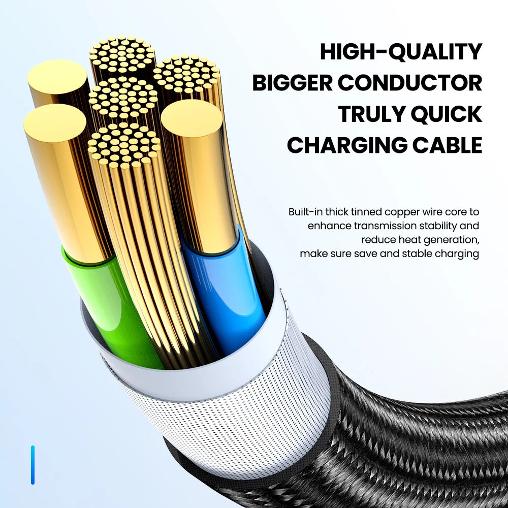 Elough-Cable USB tipo C para móvil, Cable de carga rápida 3A, para Xiaomi, Samsung S20, S21, 3m - imagen 5