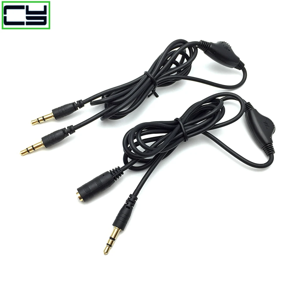 Cable de extensión macho a hembra Jack de 3,5mm, adaptador macho y hembra de 3,5mm, Cable de Audio estéreo M/F con Control de volumen para auriculares