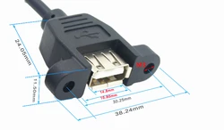 Cable Extensión USB Panel Macho-Hembra Ángulo Recto