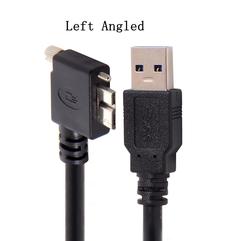 USB 3,0 90 grados derecho izquierdo arriba abajo en ángulo Micro B USB 3,0 con tornillos de bloqueo M2 Cable de datos de montaje para disco duro de cámara Industrial - imagen 5
