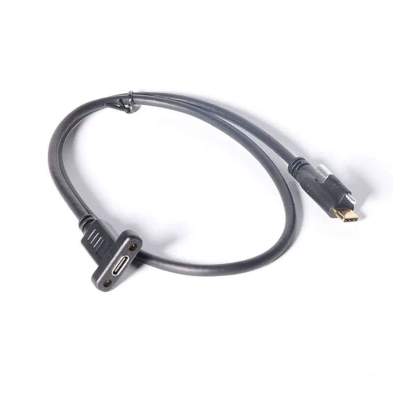 Bloqueo de un solo tornillo USB 3,1 tipo C macho hembra con orificio para tornillo de montaje en Panel Cable de extensión usb c de carga de datos