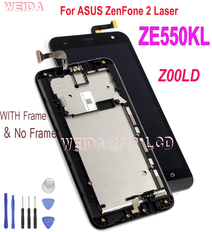 Pantalla LCD Original de 5,5 pulgadas para ASUS ZenFone 2, montaje de digitalizador con pantalla táctil con reemplazo de marco, láser ZE550KL Z00LD