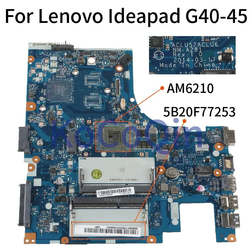 KoCoQin-placa base para portátil Lenovo Ideapad, G40-45 Core A4, 14 pulgadas, ACLU5/ACLU6 NM-A281 5B20F77253, probada DDR3