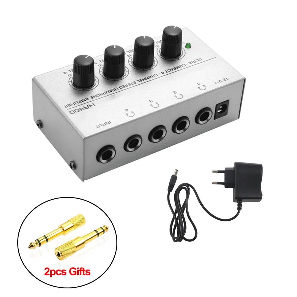 Mini amplificador de auriculares de 4 canales HA400 Audio estéreo ultracompacto con 2 uds. Convertidor adaptador de Audio con enchufe Jack de 6,5 MM a 3,5 MM - imagen 3