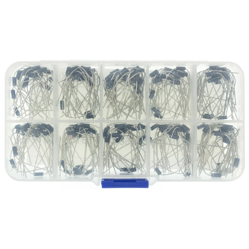 200 Uds. Kit surtido de diodos rectificadores de 10 valores 1N4001 1N4002 1N4003 1N4004 1N4005 1N4006 1N4007 1N5817 1N5818 1N5819 con caja - imagen 2