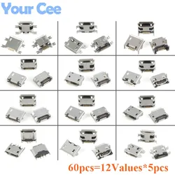 Conector Micro USB hembra SMD de 5 pines para PCB