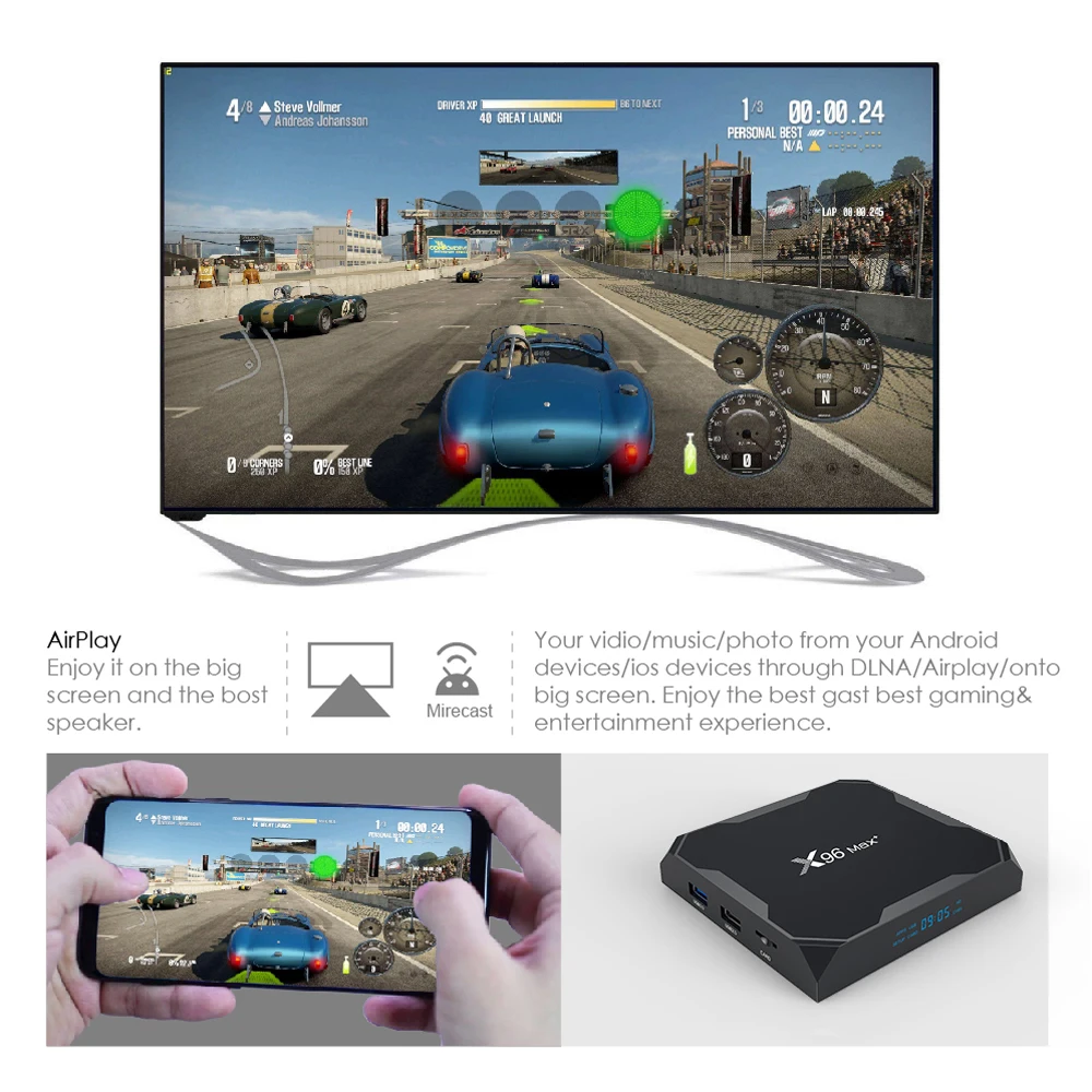 Dispositivo de TV inteligente X96 MAX plus, decodificador con Android 9,0, 4GB, 64GB, 32GB, Amlogic S905X3, Wifi, BT, 8K, 24fps, Youtube, X96 Max +, reproductor multimedia, 2GB, 16 GB - imagen 3