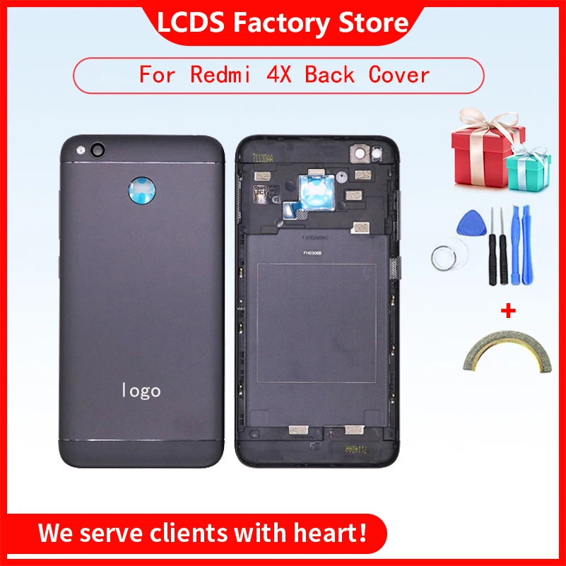 Funda trasera de batería para Xiaomi Redmi 4X, carcasa trasera para Redmi 4x, botones de encendido y volumen, lente Cameca