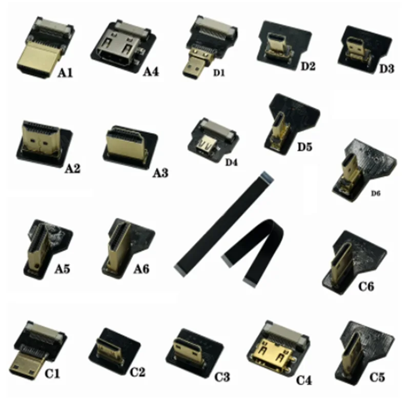 Cinta FPV Compatible con HDMI, conector Flexible plano Raspberry Pi 4 Micro HDMI a HDMI/Mini HDMI hembra FFC de 90 grados