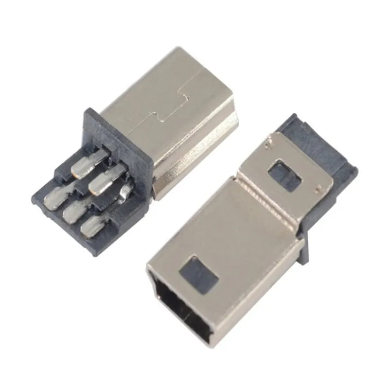 Miniconector USB de soldadura tipo T, 5P, carcasa de plástico, Conector de enchufe trasero, terminales de enchufe, 10 unids/lote