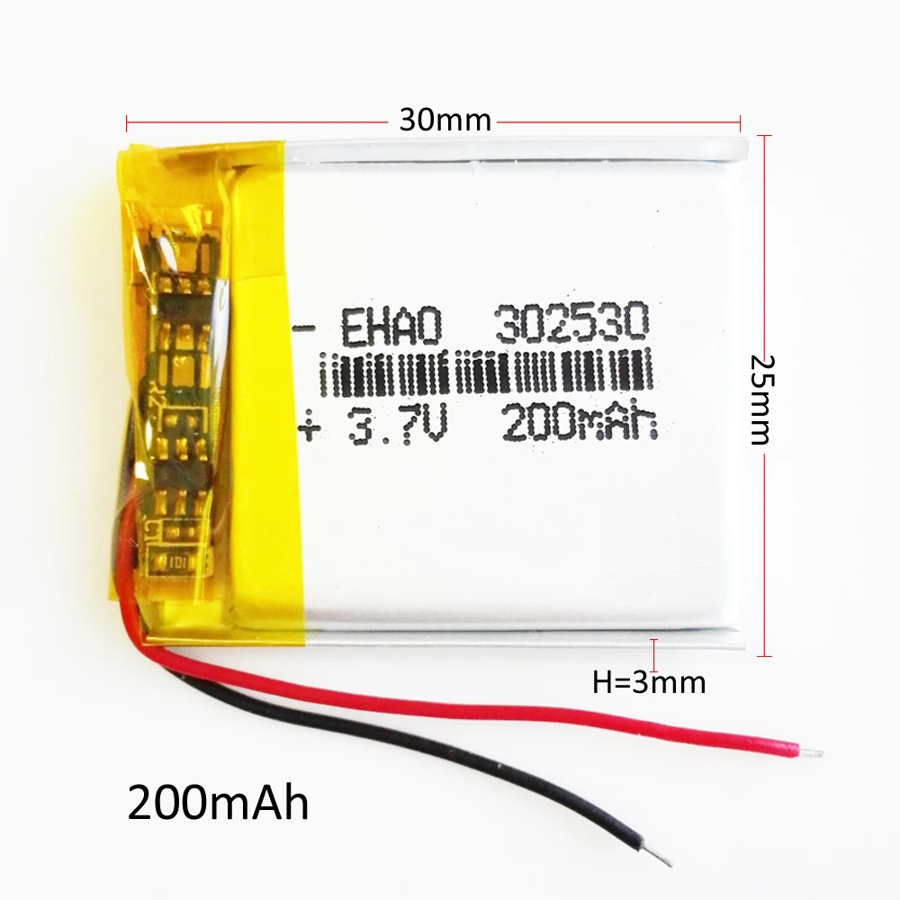 10 Uds 3,7 V 200mAh batería recargable LiPo de polímero de litio 302530 para Mp3 GPS Altavoz Bluetooth bolígrafo de lectura de punto pequeño reloj - imagen 3