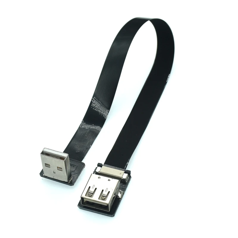 Gran oferta USB 2,0 A macho a hembra cable de extensión Usb en ángulo de 90 grados cable plano datos de carga FPV 5cm 10cm 20cm 30cm 50cm 80CM - imagen 2