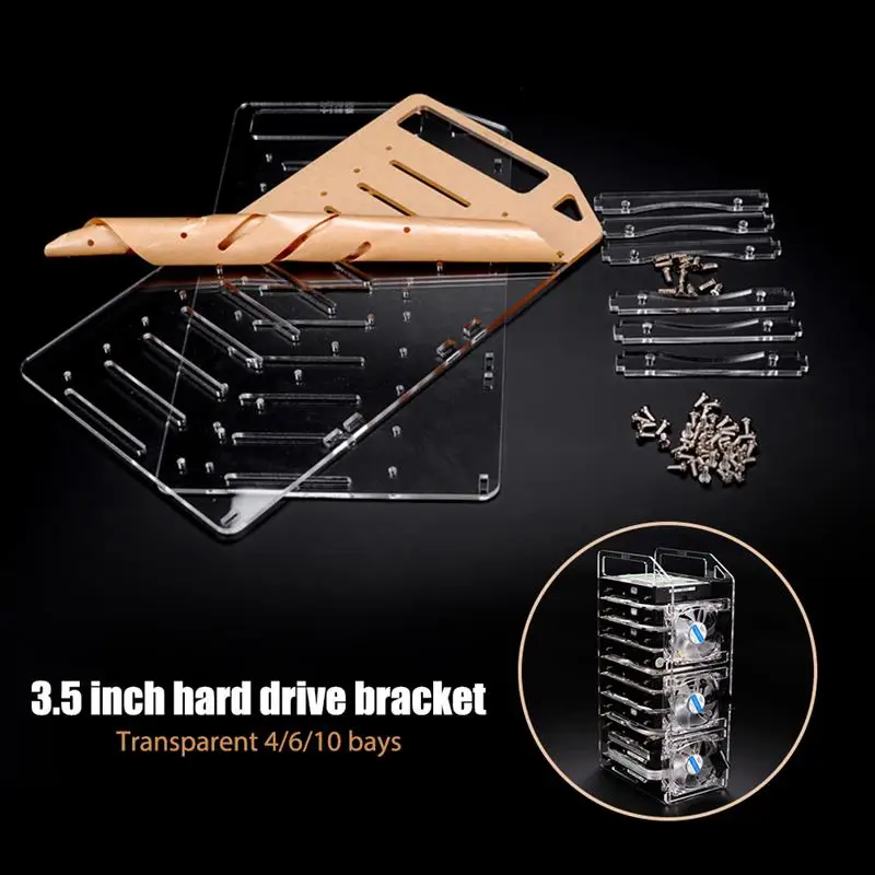 Nuevo soporte de disco duro acrílico DIY, estante de disco duro transparente, caja de almacenamiento externa para ordenador de escritorio, jaula para unidades de disco duro HDD - imagen 5