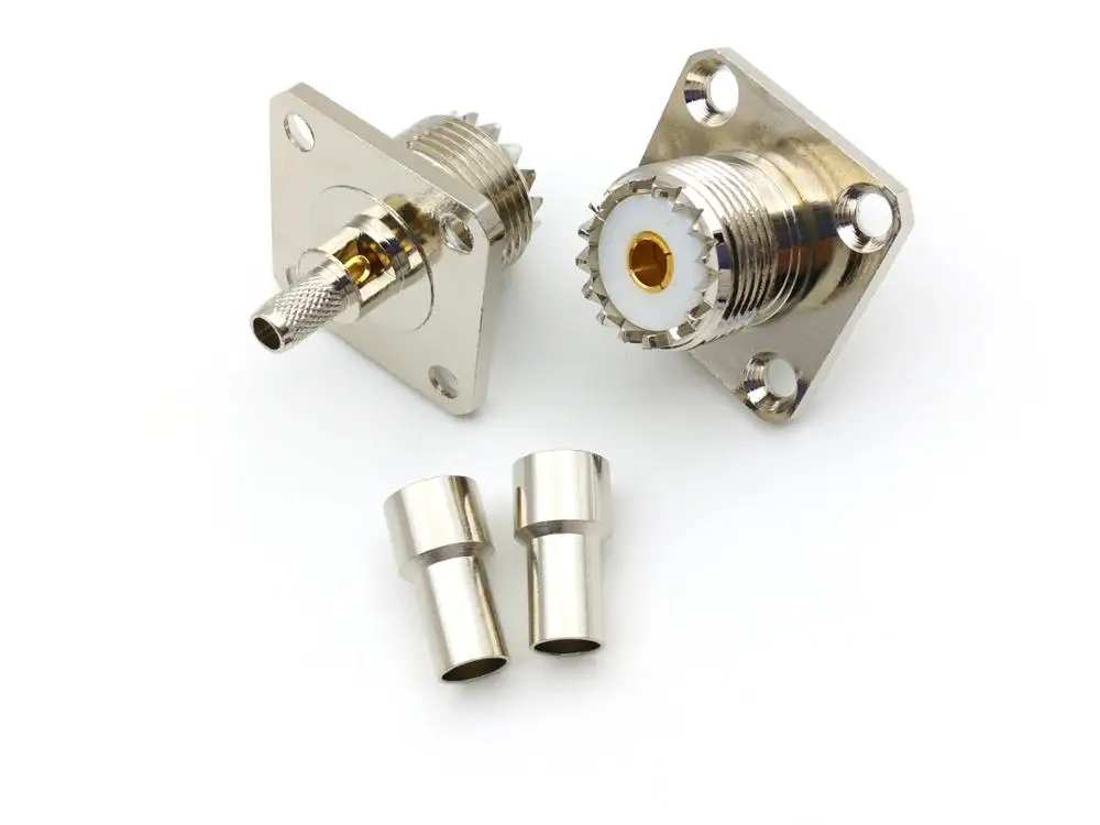 Adaptador de engarce RF para Panel de 4 orificios, accesorio de latón UHF SO239 hembra, LMR195, RG58, RG400, RG142, 10 piezas - imagen 4