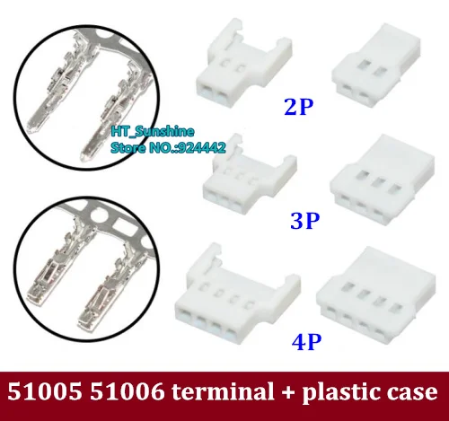 Envío Gratis 51005 51006 2 pines 3 pines 4 pines 5 pines terminal macho y hembra y juego de combinación de caja de plástico 100 juegos