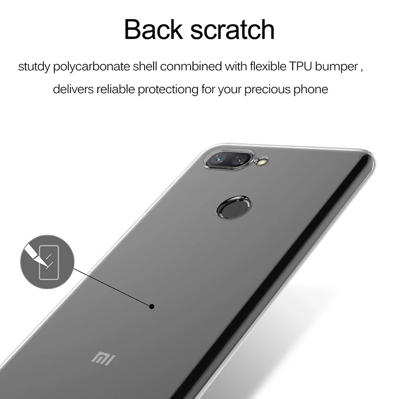Fundas transparentes de TPU suave para Xiaomi Mi 8 Lite, Funda trasera protectora de silicona para cámara, Funda de cristal transparente para teléfono, Gel Mi8Lite - imagen 3