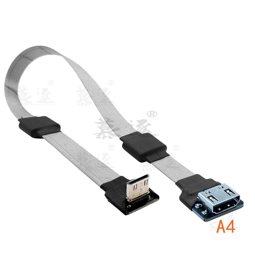 A4 magnético antiinterferencias FPV HD compatible hembra hacia arriba Mini Micro HD macho HDTV FPC Cable plano para multicóptero HDTV - imagen 2